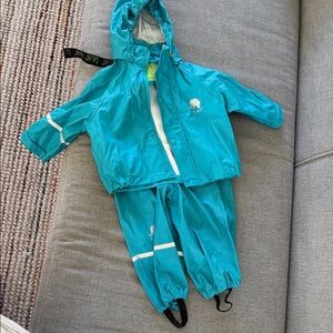 Kids Teal Raincoat and Pants Set